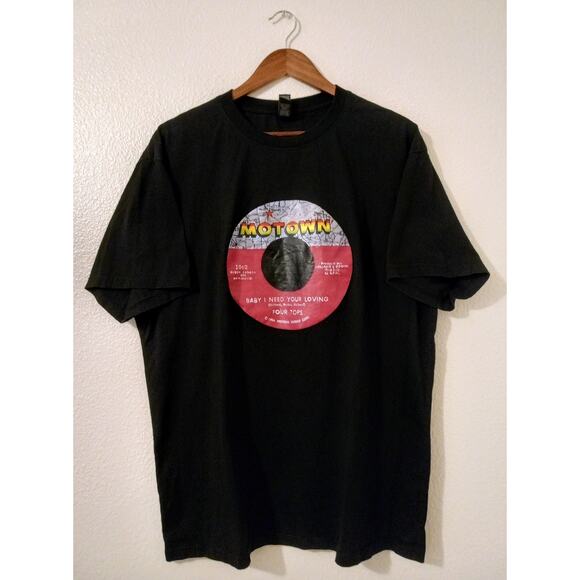 Motown Four Tops Baby I Need Your Loving Graphic T-Shirt Black 2XL Retro Style - Picture 1 of 4